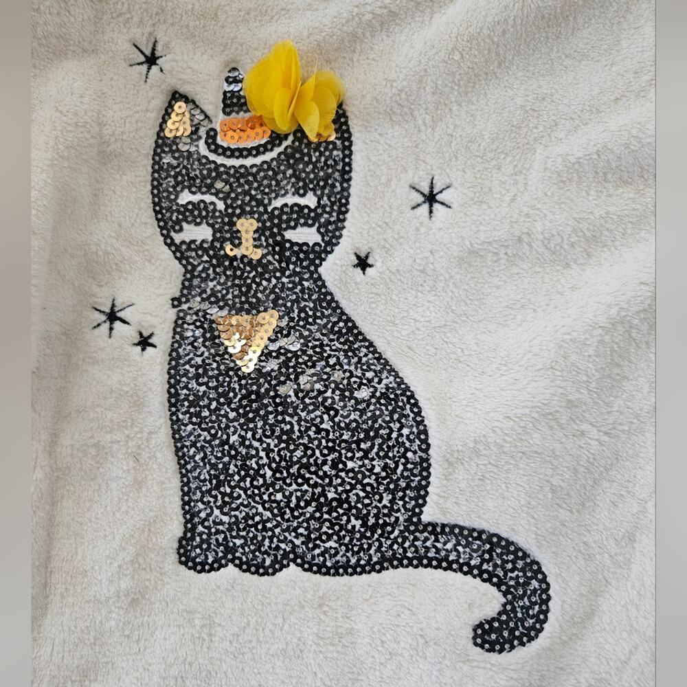 Kensie Girl sequined black cat cream sweater size 6 girls - Picture 5 of 7
